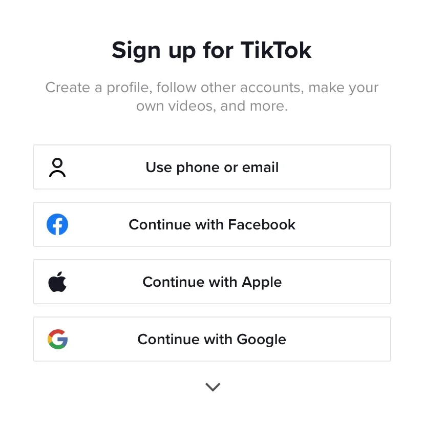 TikTok Sign Up